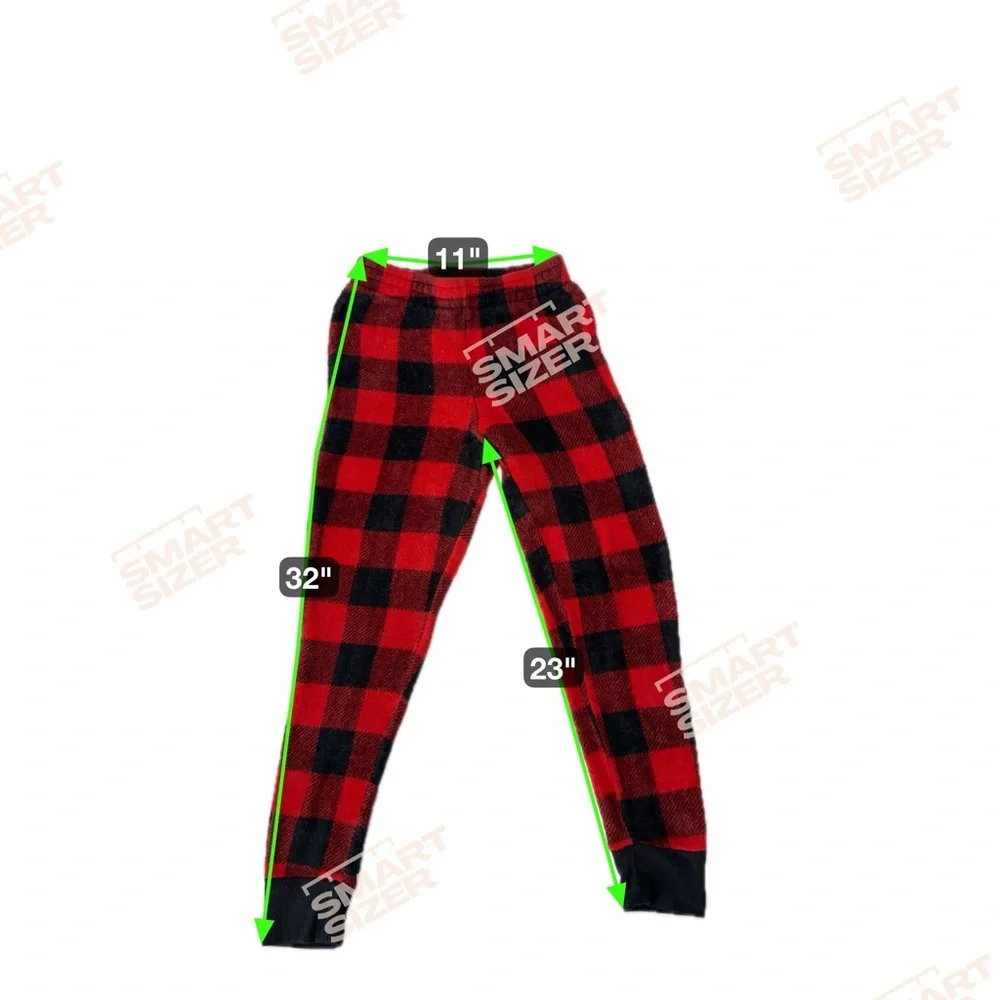 Pajamas Kids Size 8/10 Christmas Holiday Cozy Red Gingham Fairisle Warm Winter